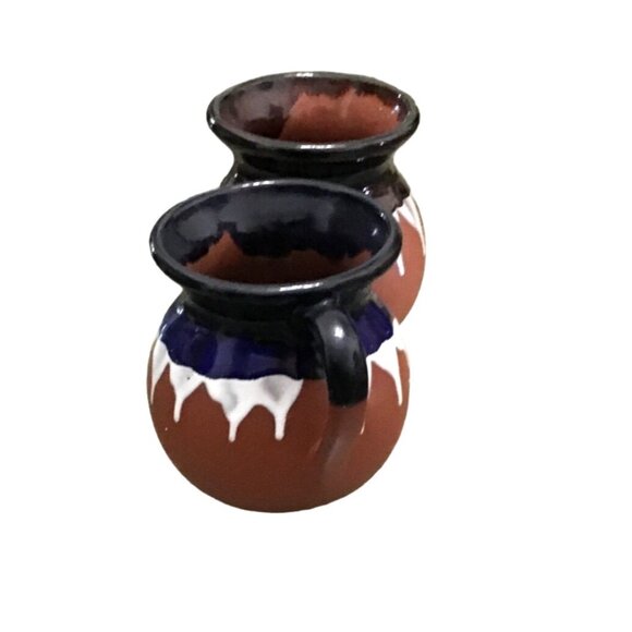 SET OF 2- CERAMIC TERRA COTTA CLAY MEXICAN BARRO COFFEE MUGS - Picture 2 of 6